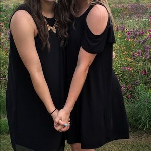 Black shoulder cutout T-shirt dress